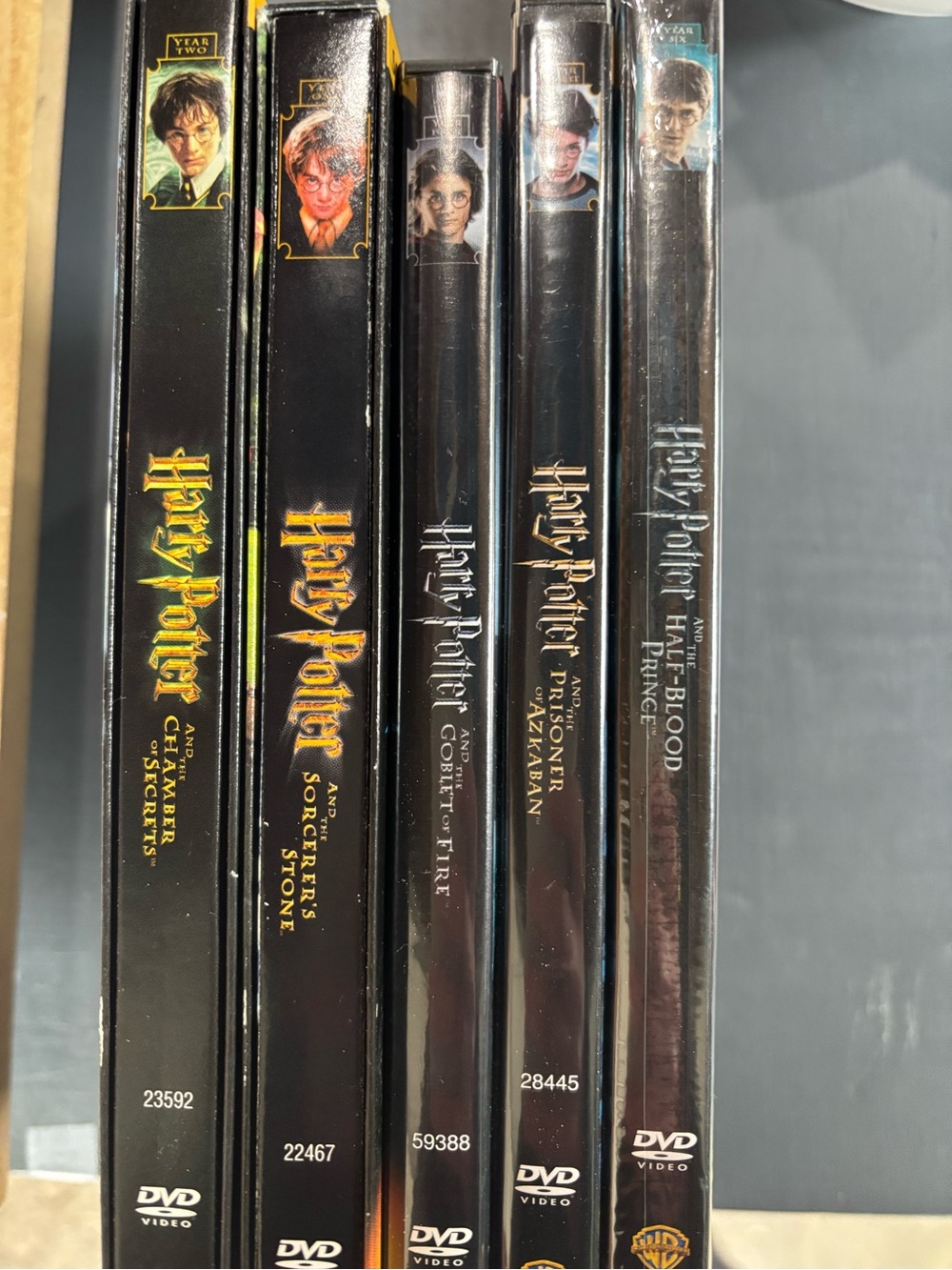 Harry Potter DVD Box Set Spines - Black & Gold